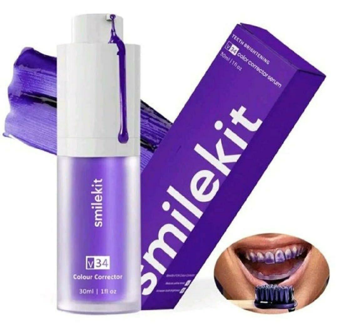 V34 Colour Corrector Serum - Teeth Whitening Purple Toothpaste 30ml - 1 Pack